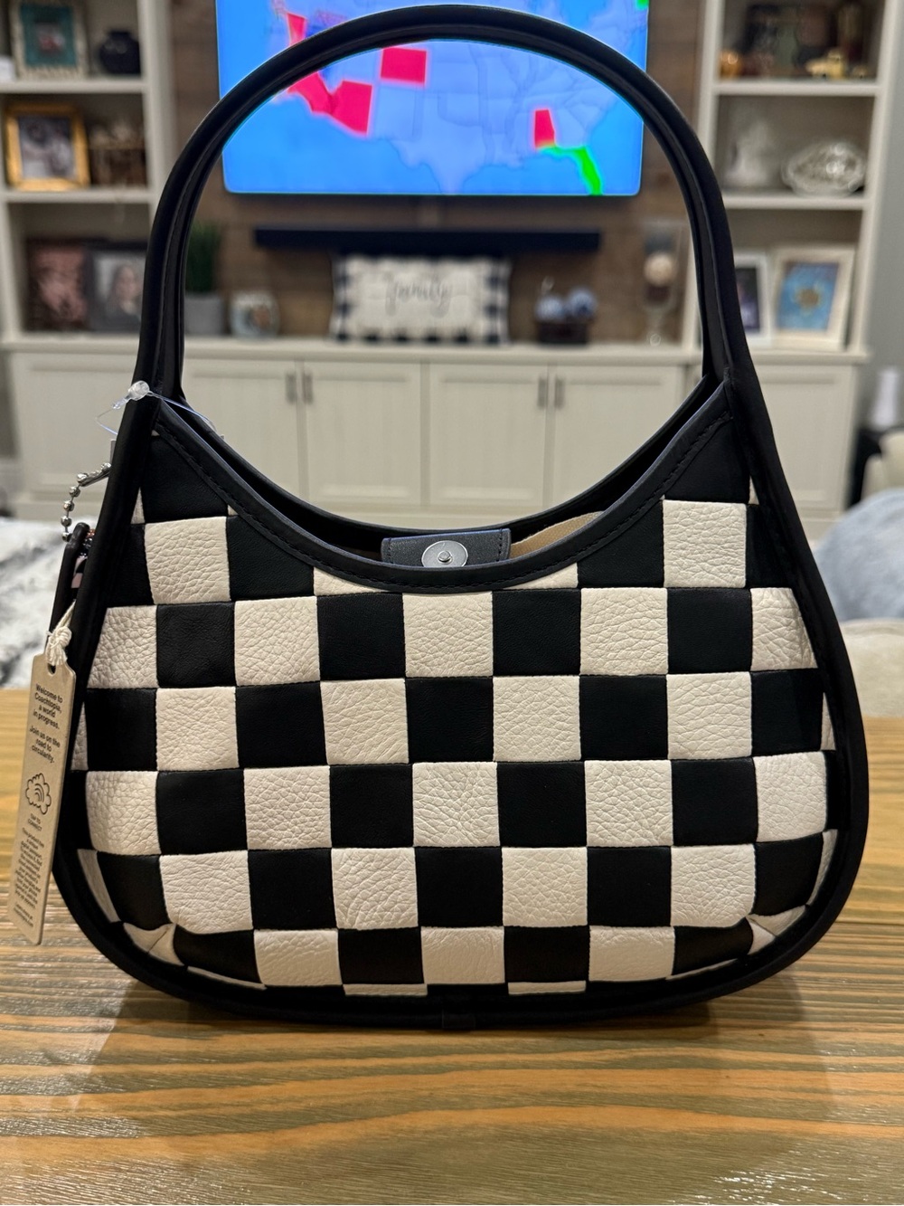 Coachtopia Black & White Checkerboard Small Ergo Bag - Women NWT